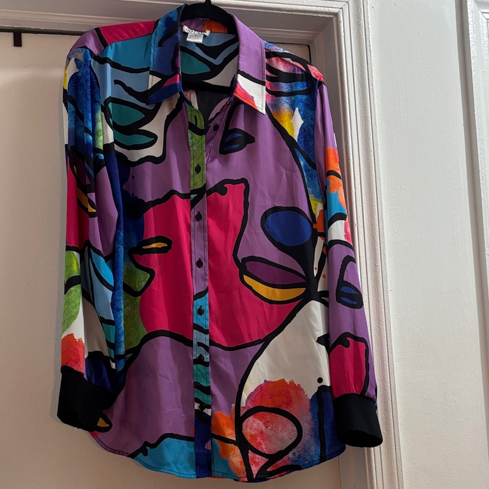 Ooh! La, La! Couture Colorful Abstract Button Down Shirt
